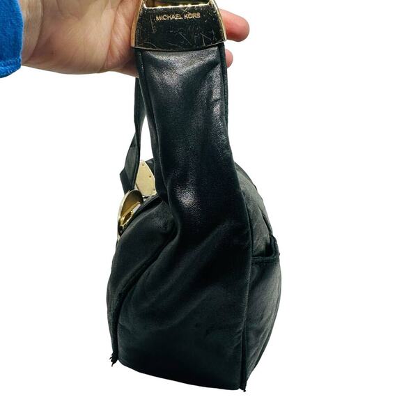 Michael Kors Black Soft Leather Morgan Hobo Gold Hardware Top Zip Bag - Picture 7 of 16